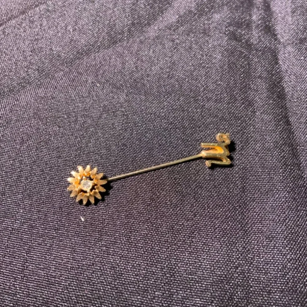Vtg. Gold‎ Filled “M” and Sunflower Hatpin